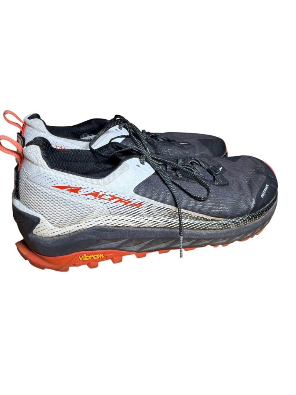 Altra Olympus 4 Mens Size 13 Black White Trail Running Hiking Shoes Wide Toe Box